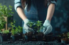 A woman is preparing to transplant indoor plants, high quality photo or image, with space for text or copy space, high detail, 8k --ar 3:2 --v 6 Job ID: 92634c7b-627d-49a7-8337-d8e4dc4585ff